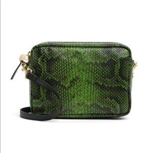 Clare V. Midi Sac Green Fern Miro Snake Embossed Leather Crossbody Bag NWT Black